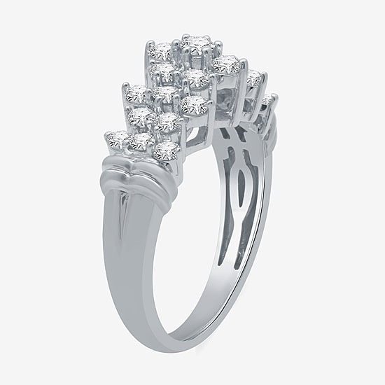 (G-H / SI2-I1) Womens 1 CT. T.W. Lab Grown White Diamond 10K White or Yellow Gold Cocktail Ring