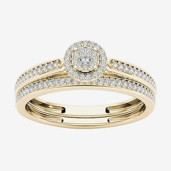 1/4 CT.T.W. Natural Diamond 10K Yellow Gold Bridal Ring Set
