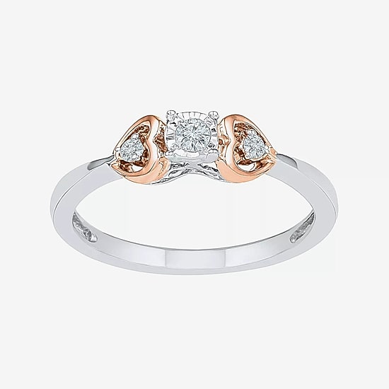 Promise My Love Womens 1/10 CT. T.W. Natural White Diamond Sterling Silver Heart Promise Ring