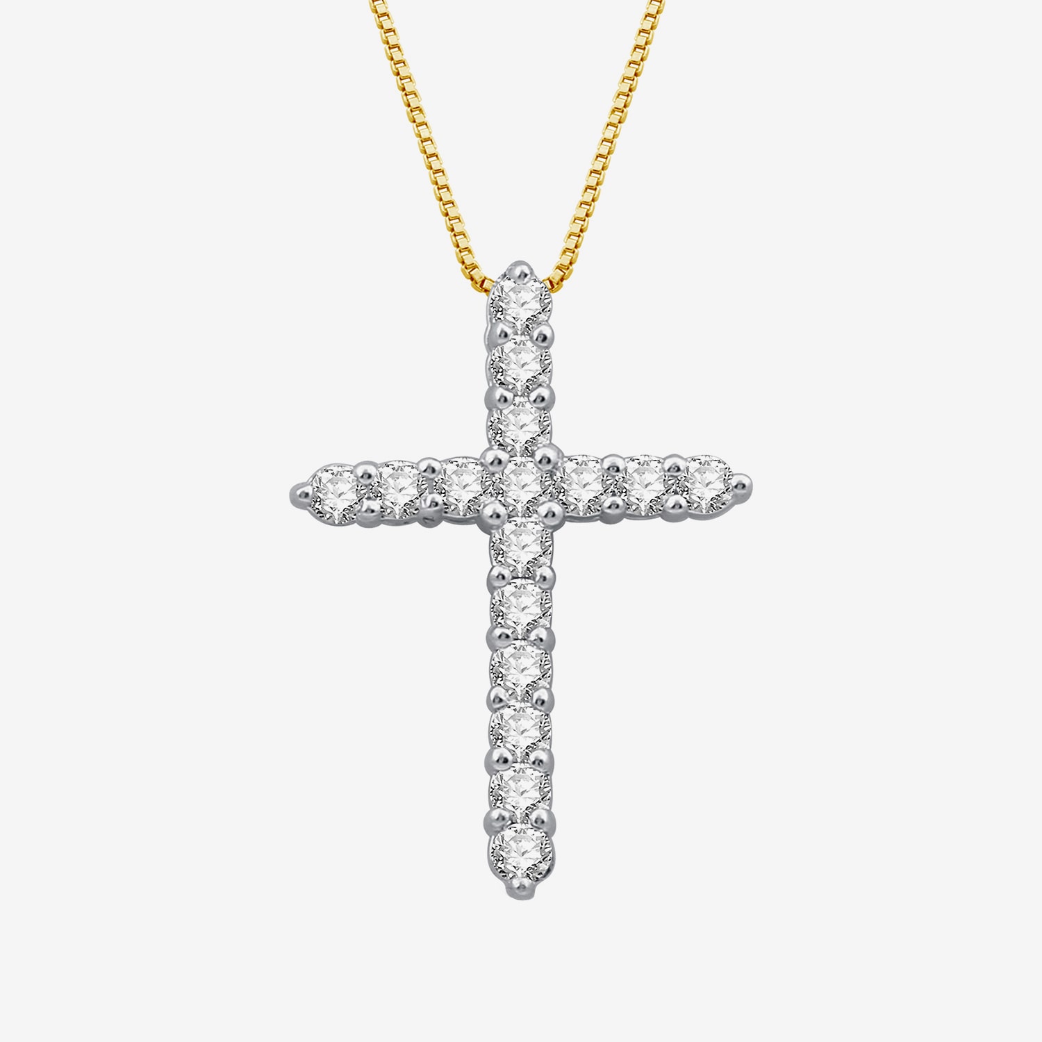 (H-I / I1) Womens 1/2 CT. T.W. Lab Grown White Diamond 10K Gold Cross Pendant Necklace