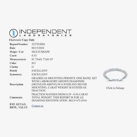 I Said Yes (H-I / I1) 1/3 CT. T.W. Lab Grown White Diamond Sterling Silver or 14K Gold Over Silver Wedding Band