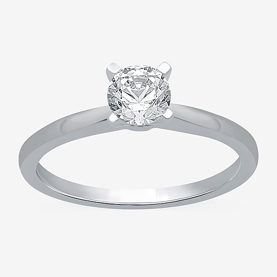 (H-I / I1) Womens 1/2 CT. Lab Grown White Diamond 10K Gold Round Solitaire Engagement Ring