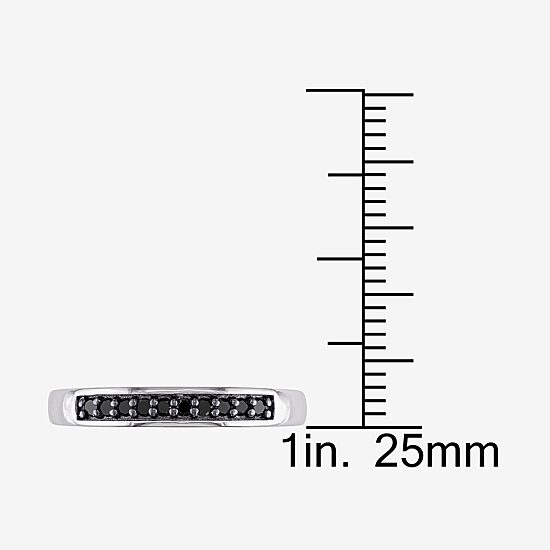 Midnight Black Womens 2MM 1/10 CT. T.W. Natural Black Diamond Sterling Silver Wedding Band