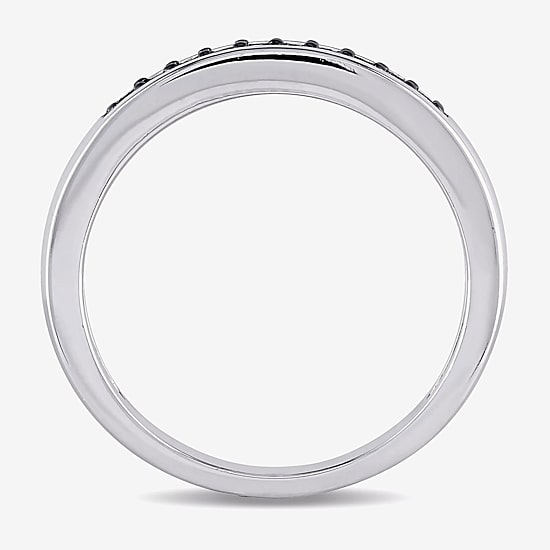 Midnight Black Womens 2MM 1/10 CT. T.W. Natural Black Diamond Sterling Silver Wedding Band