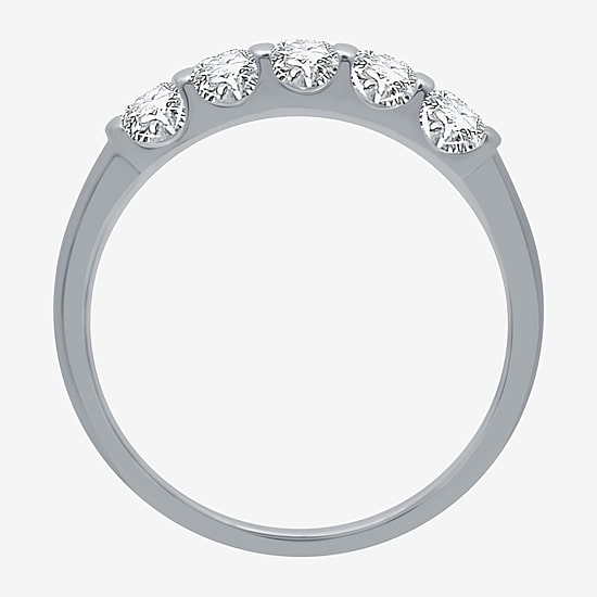 (H-I / I1) Womens 1/2 CT. T.W. Lab Grown White Diamond 10K Gold 5-Stone Anniversary Band
