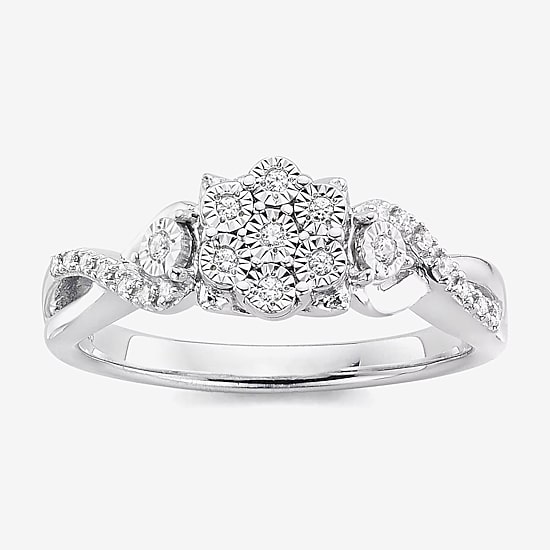 Diamond Blossom 1/10 CT.T.W. Natural Diamond Sterling SIlver Ring