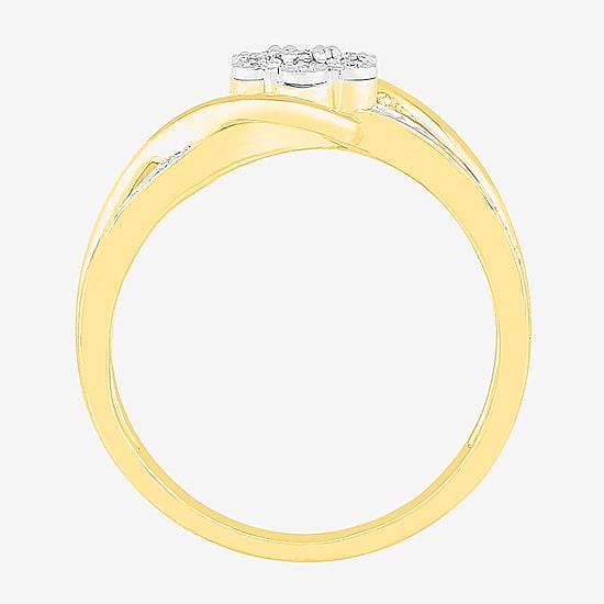 Diamond Blossom Womens 1/10 CT. T.W. Natural White Diamond 14K Gold Over Silver Cocktail Ring