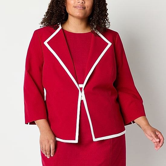 Black Label by Evan-Picone Womens Plus Classic Fit Suit Jacket