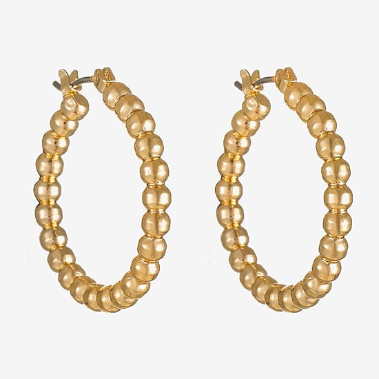 Liz Claiborne Textured Womens 26mm Hypoallergenic Hoop Earrings