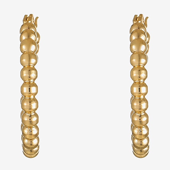 Liz Claiborne Textured Womens 26mm Hypoallergenic Hoop Earrings