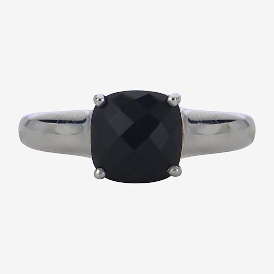 Womens Genuine Black Onyx Sterling Silver Cocktail Ring