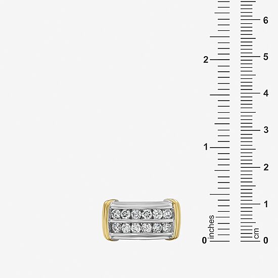 Mens 1 CT. T.W. Natural White Diamond 14K Gold Over Silver Sterling Silver Fashion Ring