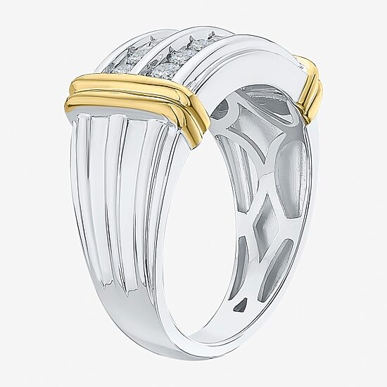 Mens 1 CT. T.W. Natural White Diamond 14K Gold Over Silver Sterling Silver Fashion Ring