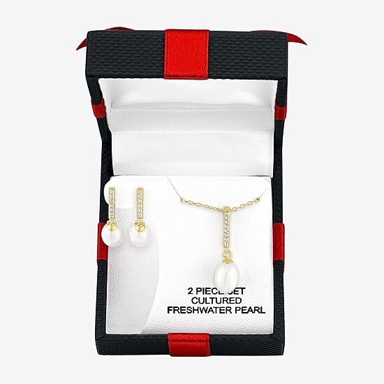Yes, Please! Womens White Cultured Freshwater Pearl 2-pc. Pendant Necklace Set