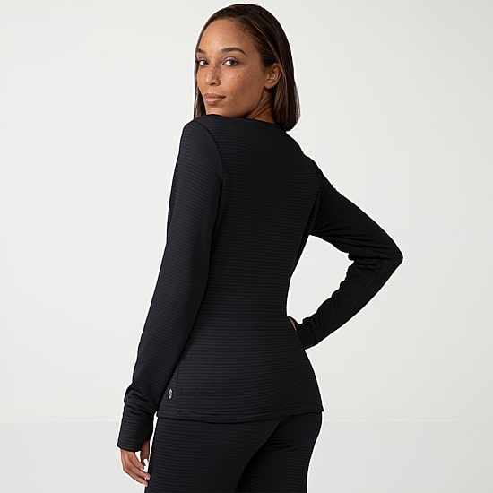 Free Country Womens Force Grid Fleece Crew Neck Long Sleeve Thermal Shirt