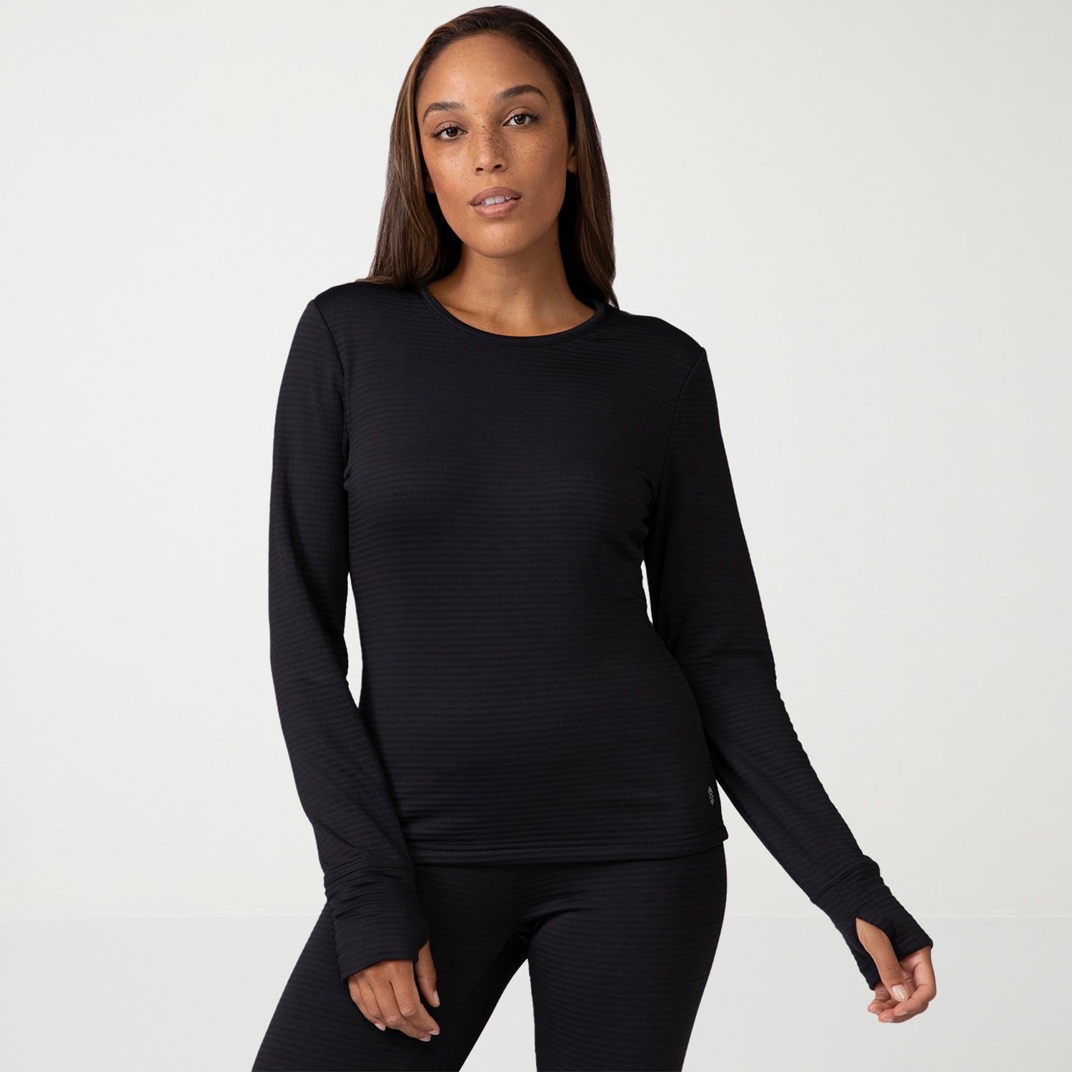 Free Country Womens Force Grid Fleece Crew Neck Long Sleeve Thermal Shirt