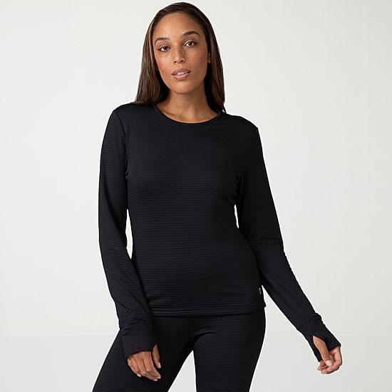 Free Country Womens Force Grid Fleece Crew Neck Long Sleeve Thermal Shirt