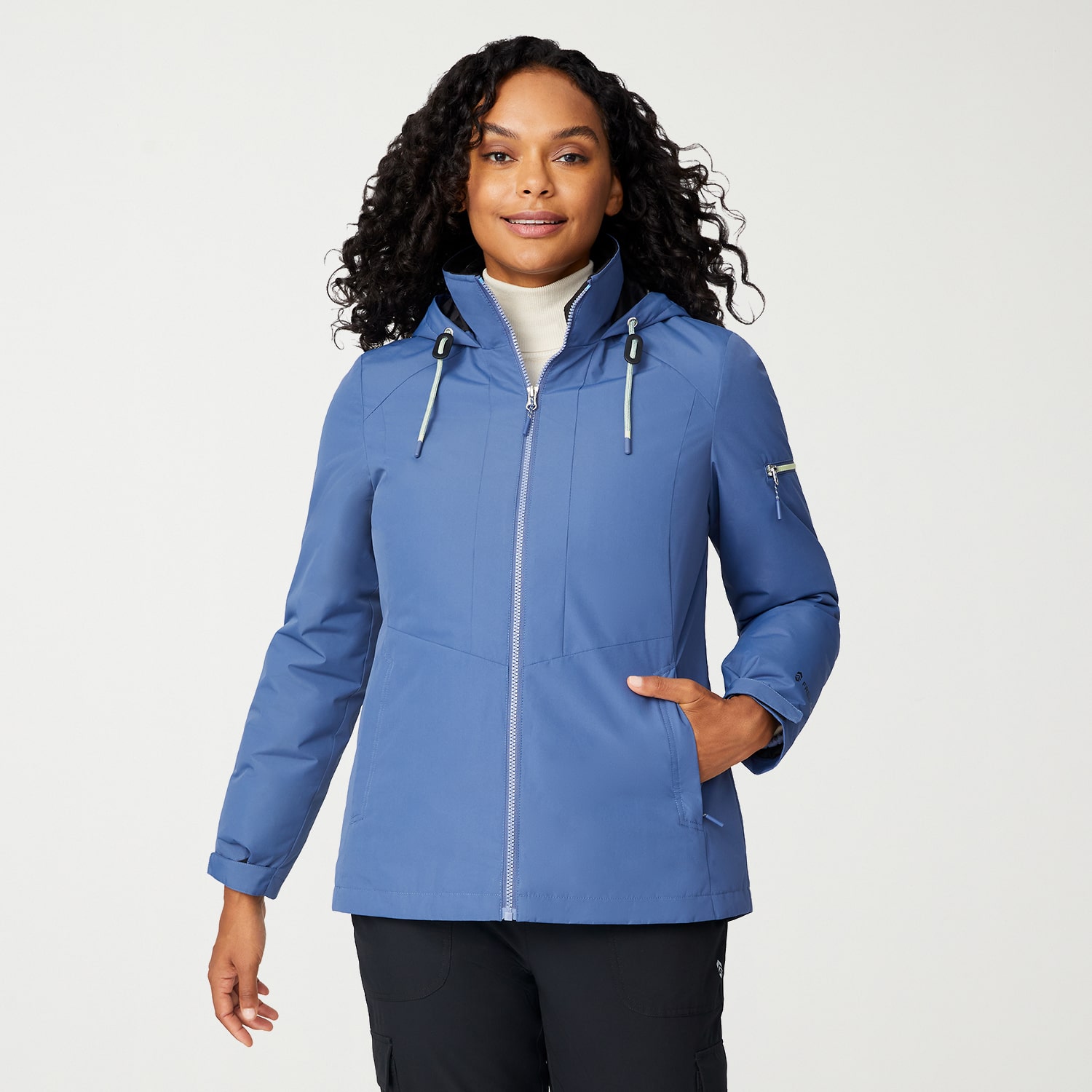 Free Country Womens Hooded Water Resistant Wind Resistant Heavyweight System Jacket