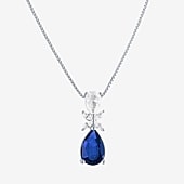 Womens Gemstone Sterling Silver Pear Pendant Necklace