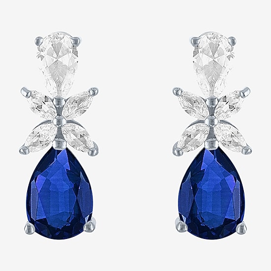 Gemstone Sterling Silver Pear Drop Earrings