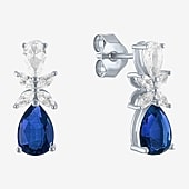 Gemstone Sterling Silver Pear Drop Earrings
