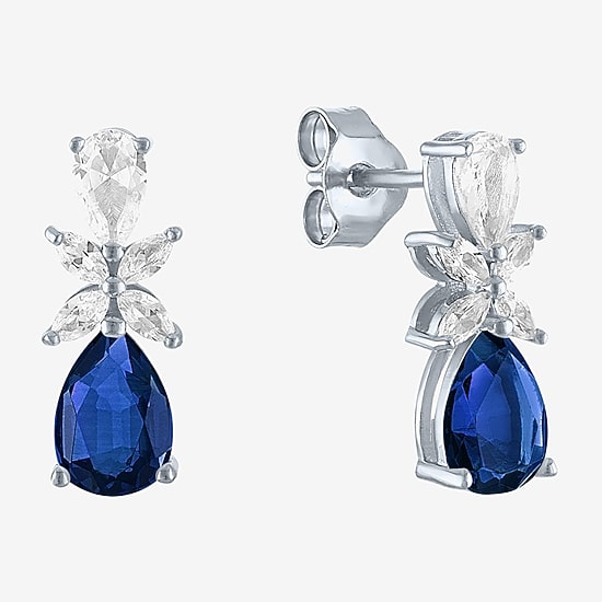 Gemstone Sterling Silver Pear Drop Earrings