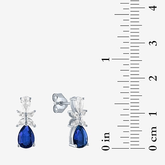 Gemstone Sterling Silver Pear Drop Earrings