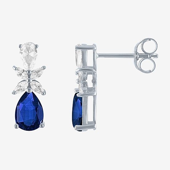 Gemstone Sterling Silver Pear Drop Earrings