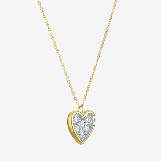 Heart (Gh / Si2 I1) Womens 1/6 CT. T.W. Lab Grown White Diamond 10K Gold Heart 16 Inch Pendant Necklace