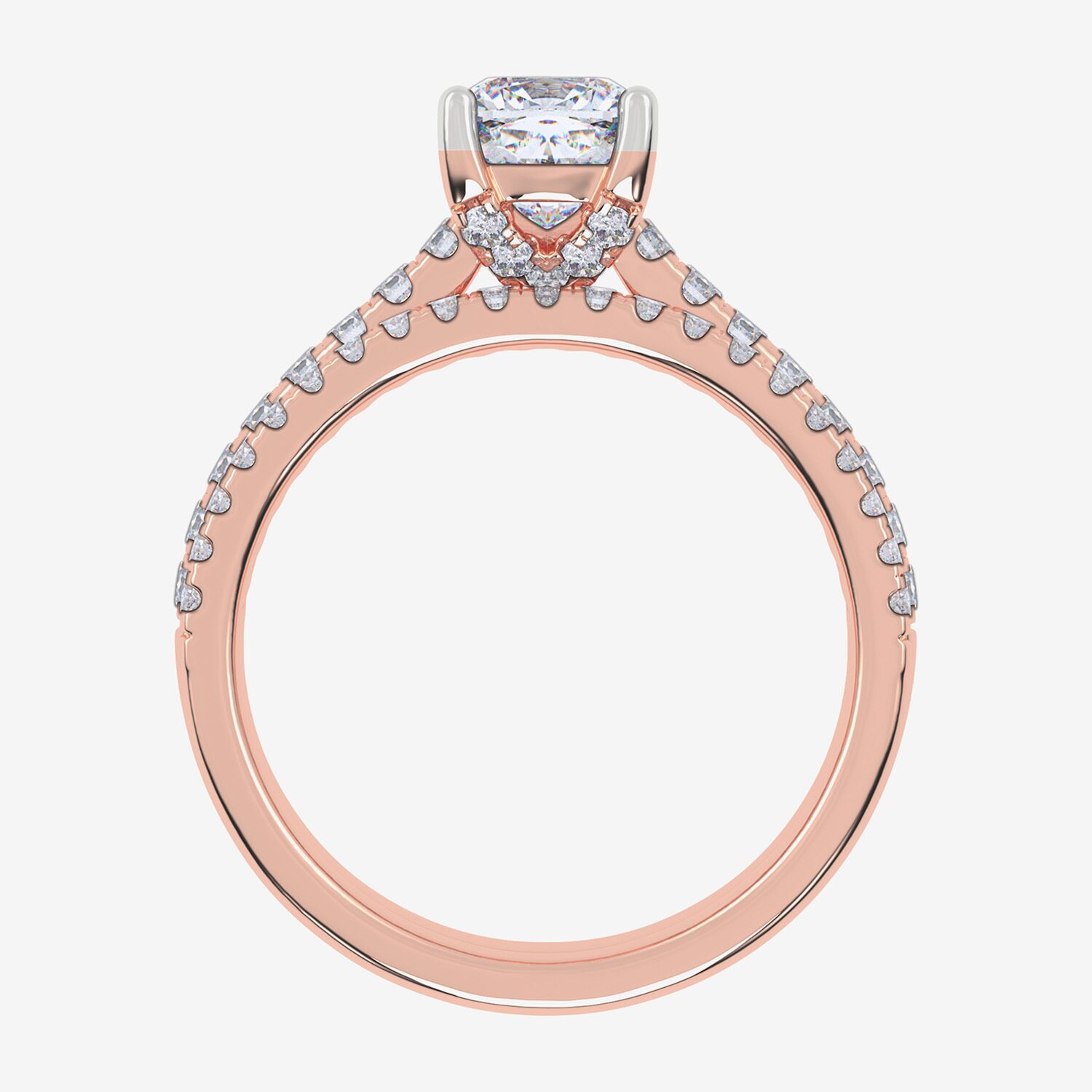 (H-I / Si2-I1) Womens 1 1/2 CT. T.W. Lab Grown White Diamond 10K Gold Cushion Side Stone Bridal Set