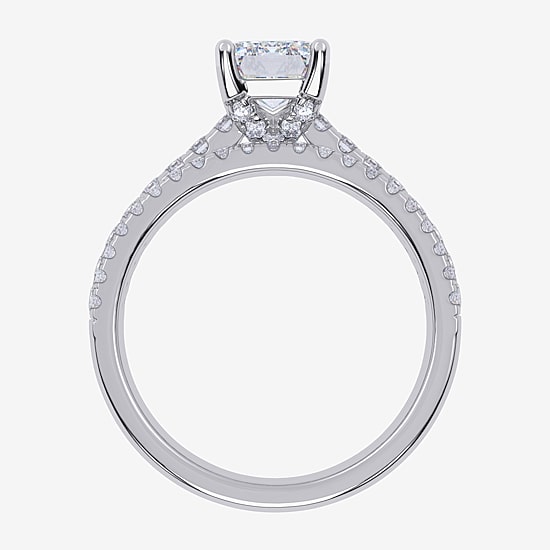 (H-I / Si2-I1) Womens 1 1/2 CT. T.W. Lab Grown White Diamond 10K Gold Rectangular Side Stone Bridal Set