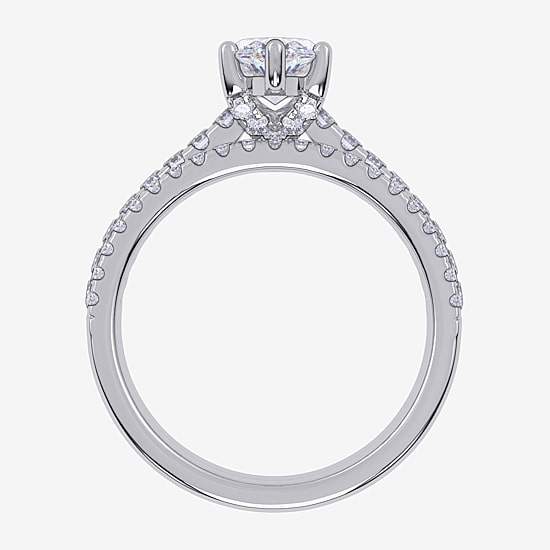 (H-I / Si2-I1) Womens 1 1/2 CT. T.W. Lab Grown White Diamond 10K Gold Marquise Side Stone Bridal Set