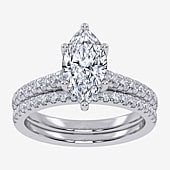 (H-I / Si2-I1) Womens 1 1/2 CT. T.W. Lab Grown White Diamond 10K Gold Marquise Side Stone Bridal Set