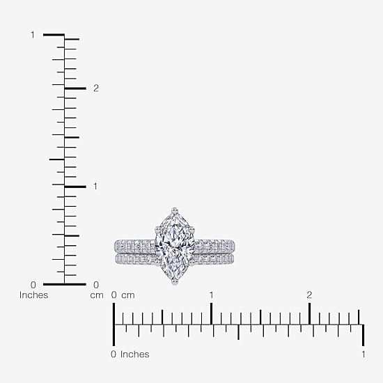 (H-I / Si2-I1) Womens 1 1/2 CT. T.W. Lab Grown White Diamond 10K Gold Marquise Side Stone Bridal Set
