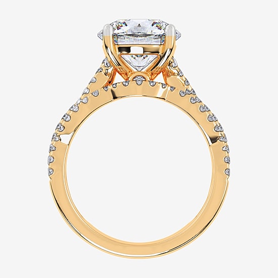 (G-H / Si1-Si2) Womens 3 1/2 CT. T.W Lab Grown White Diamond 14K Gold Round Side Stone Engagement Ring