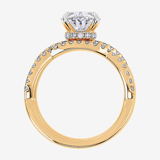 (G-H / Si1-Si2) Womens 2 1/2 CT. T.W. Lab Grown White Diamond 14K Gold Oval Side Stone Engagement Ring