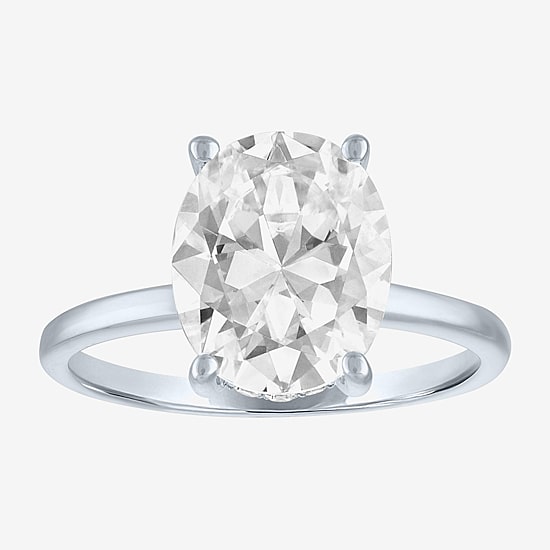 Bridal Addiction Womens 4 1/7 Ct. T.W. Lab Grown White Diamond 14K Gold Oval Solitaire Engagement Ring