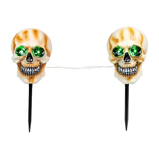 Northlight 15" Set Of 3 Led Lighted Skeleton Head Halloween Yard Art