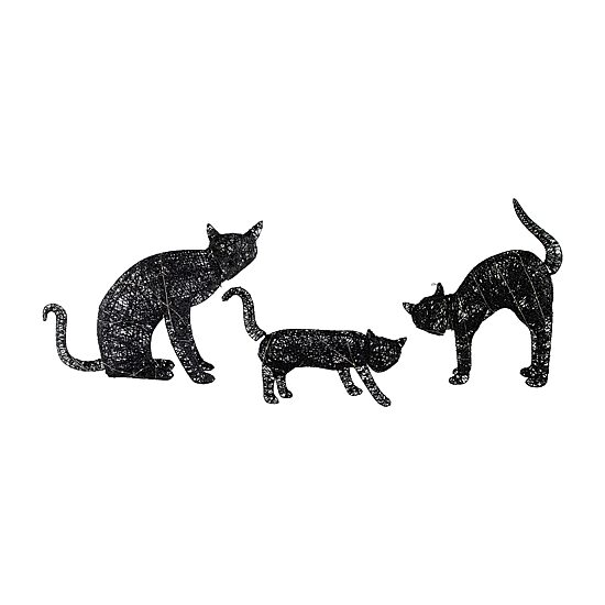 Northlight 27.5" Led Lighted Black Cat Family Halloween Yard Art