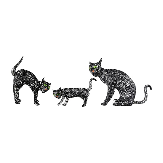 Northlight 27.5" Led Lighted Black Cat Family Halloween Yard Art