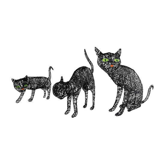 Northlight 27.5" Led Lighted Black Cat Family Halloween Yard Art