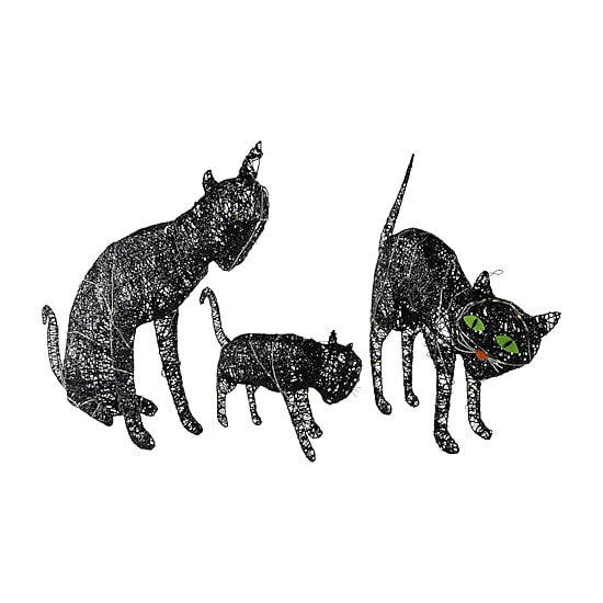Northlight 27.5" Led Lighted Black Cat Family Halloween Yard Art