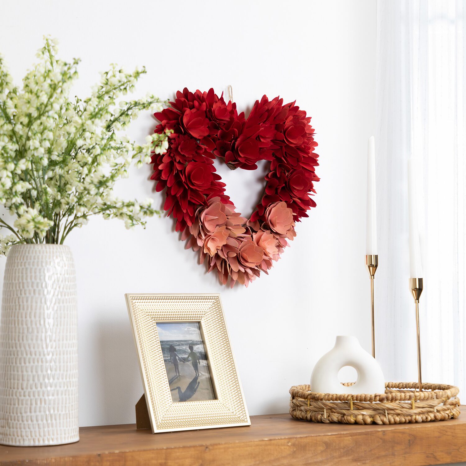 Northlight 14" Wooden Rose Artificial Wreath