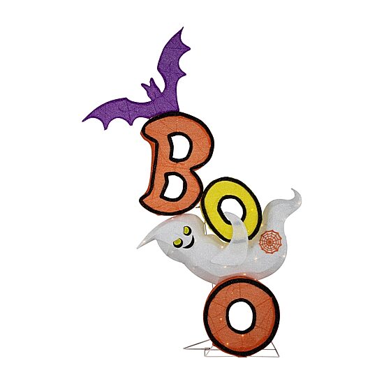 Northlight 4.5' Lighted Bat And Ghost "Boo" Halloween Yard Art