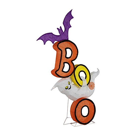 Northlight 4.5' Lighted Bat And Ghost "Boo" Halloween Yard Art