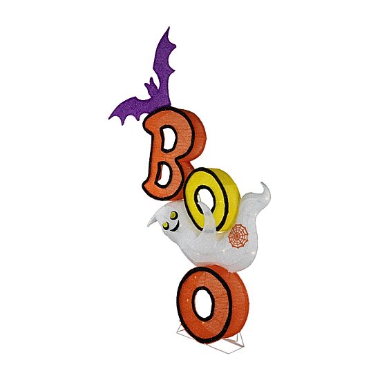 Northlight 4.5' Lighted Bat And Ghost "Boo" Halloween Yard Art