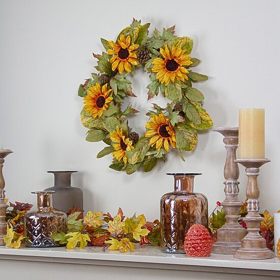 Northlight 24" Yellow Sunflower And Pine Cone Wreath