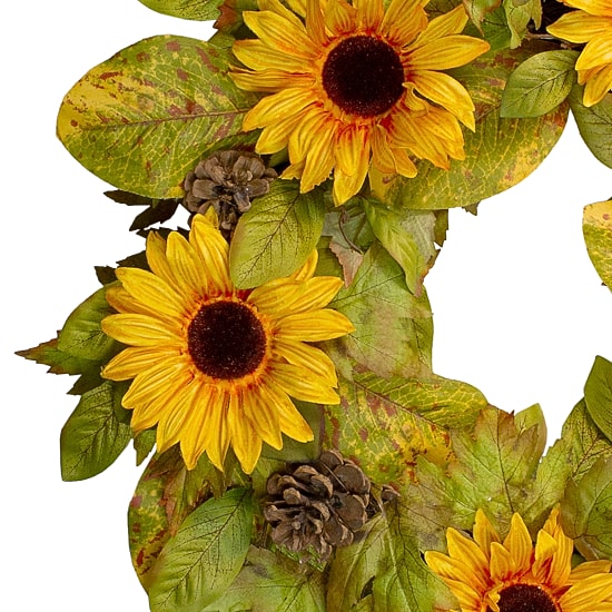 Northlight 24" Yellow Sunflower And Pine Cone Wreath