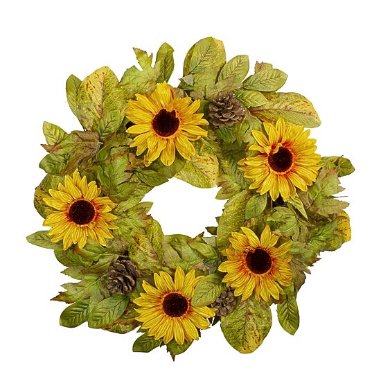 Northlight 24" Yellow Sunflower And Pine Cone Wreath