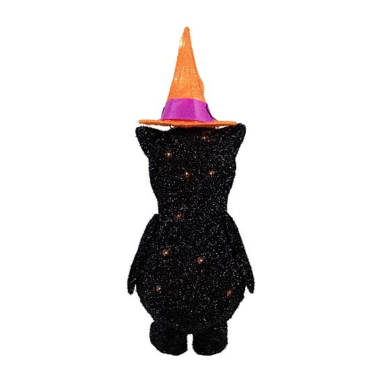Northlight 24" Lighted Black Cat In Witch'S Hat Halloween Yard Art